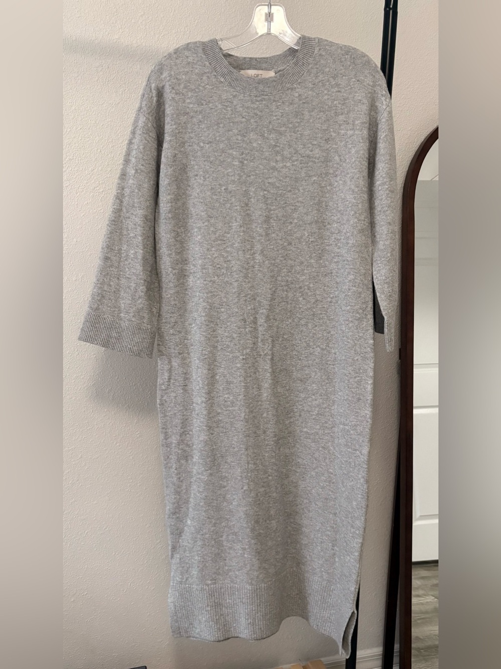 LOFT Light Gray Midi Knit Dress